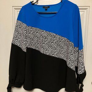 WOMEN'S ALFANI BRAND SIZE L POLY SPANDEX TOP WITH LONG SLEEVES ENDING IN TIES